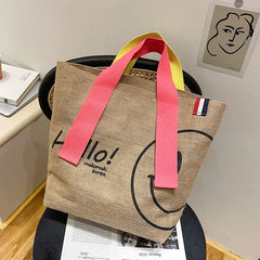 Large Capacity Tote Bag Handbags - Cotton/Linen Printed Casual Shopper