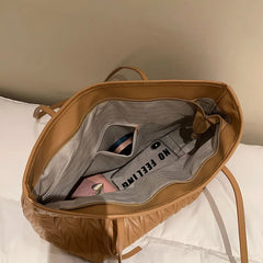 Large Capacity Women Tote Shoulder Bag Solid Square Handbag Shopping Bag