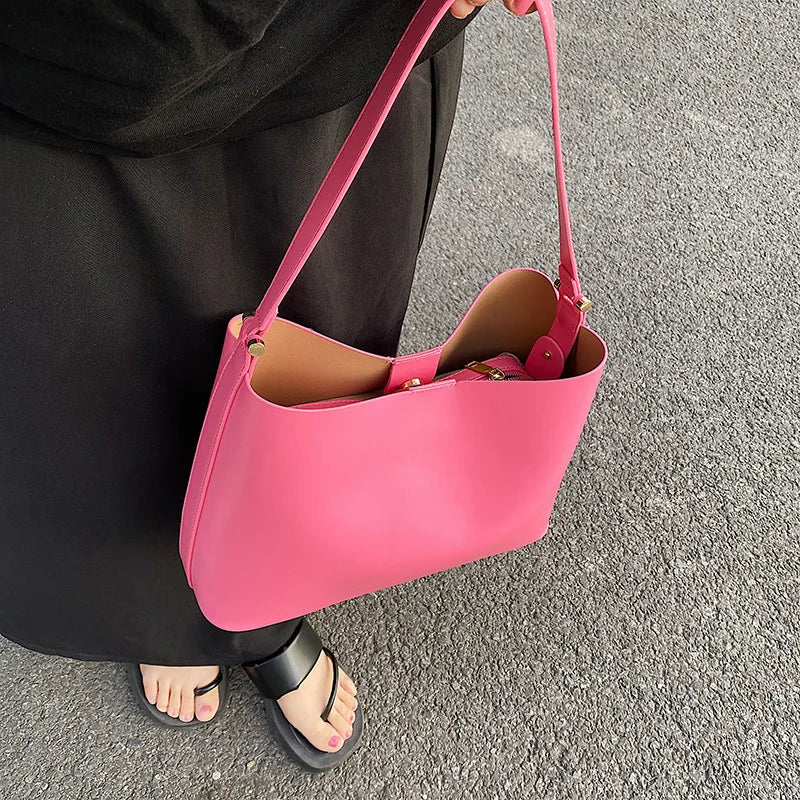 Large Capacity Totes Shoulder Bags for Women Solid Casual Female Handbags