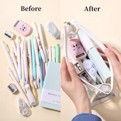 Large Transparent Makeup Bag Pencil Case School Stationery Storage