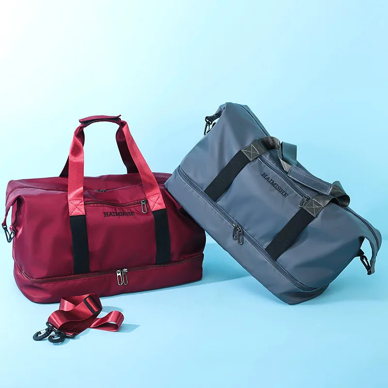 Large Capacity Fitness HandBag for Short Trips, Wet Dry Separation, Weekend Bag
