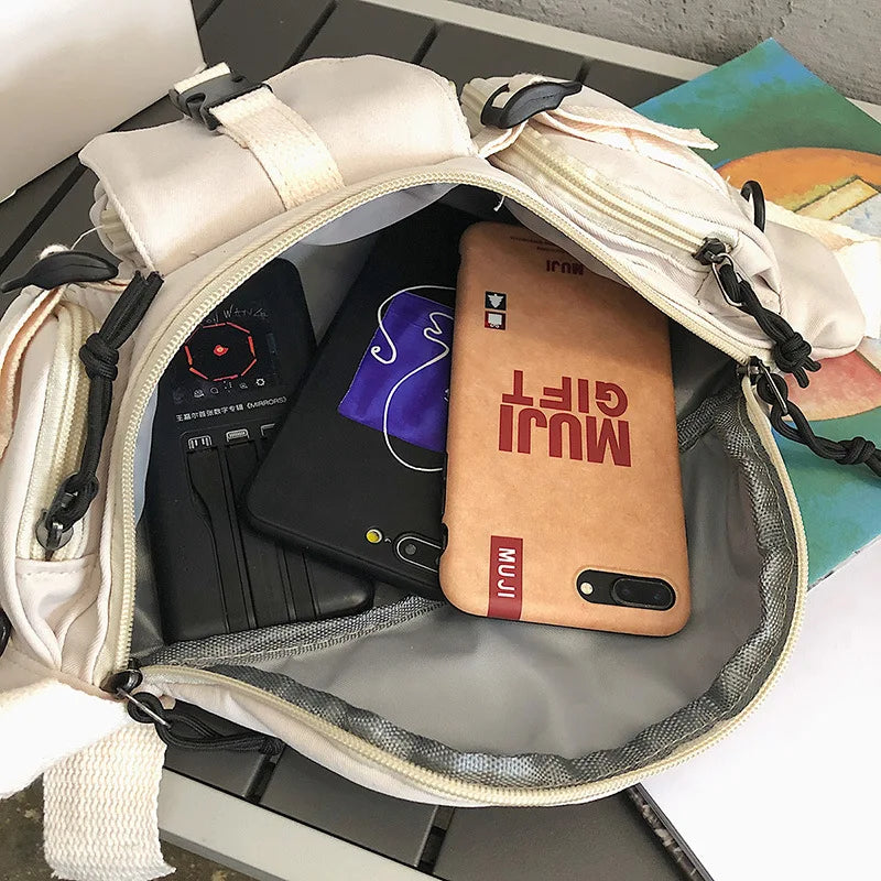 Large Capacity Canvas Waist Bag Unisex Fanny Pack Streetwear Chest Bags