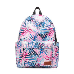 Waterproof Oxford Backpack Women Leaf Print Casual Shoulder Bags