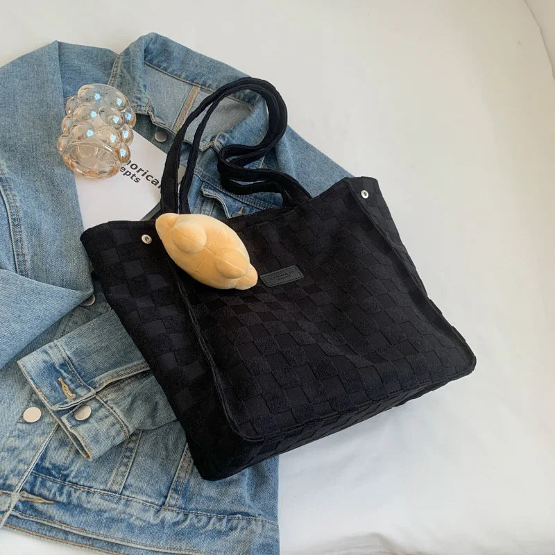 Plush Women's Tote Bag Canvas Large Capacity Shoulder Bag Women Party Handbag