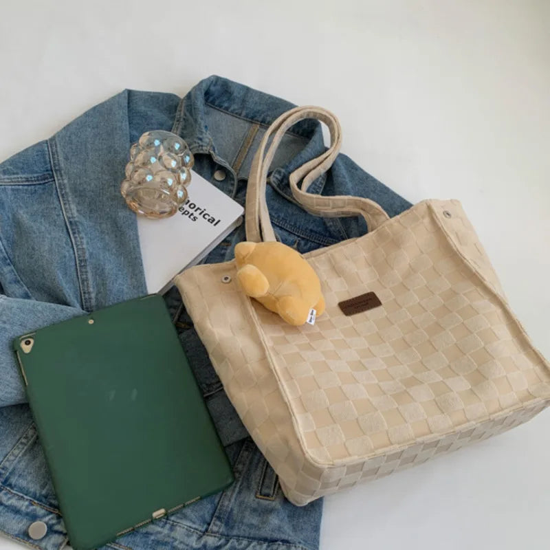 Plush Women's Tote Bag Canvas Large Capacity Shoulder Bag Women Party Handbag