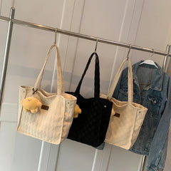 Plush Women's Tote Bag Canvas Large Capacity Shoulder Bag Women Party Handbag