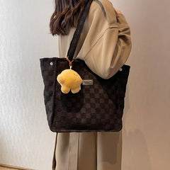 Plush Women's Tote Bag Canvas Large Capacity Shoulder Bag Women Party Handbag