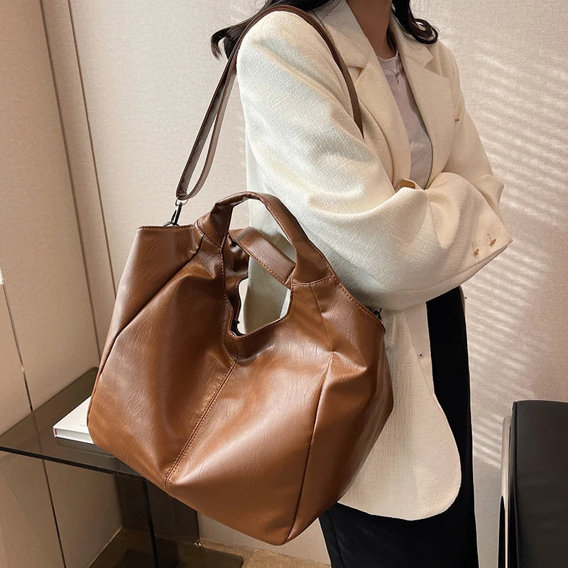 Large Capacity Women Pu Leather Handbags Travel Bag High Ladies Shoulder Messeng