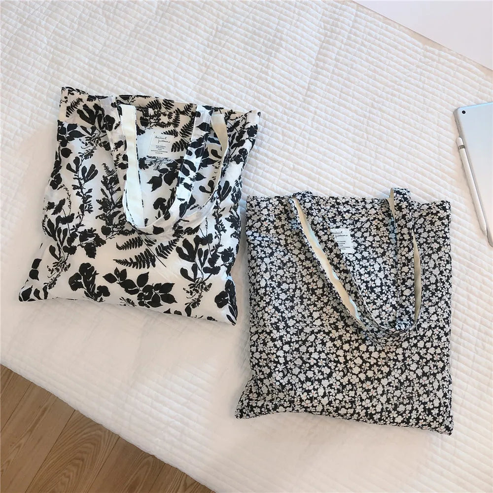 Large Capacity Women Reusable Cloth Shoulder Bag Casual Tote Handbag