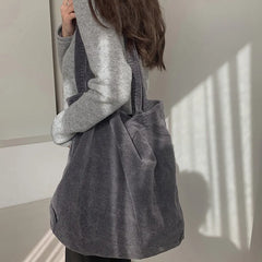 Stylish Corduroy Shoulder Bag for Women with Large Capacity