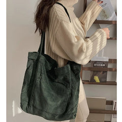 Stylish Corduroy Shoulder Bag for Women with Large Capacity