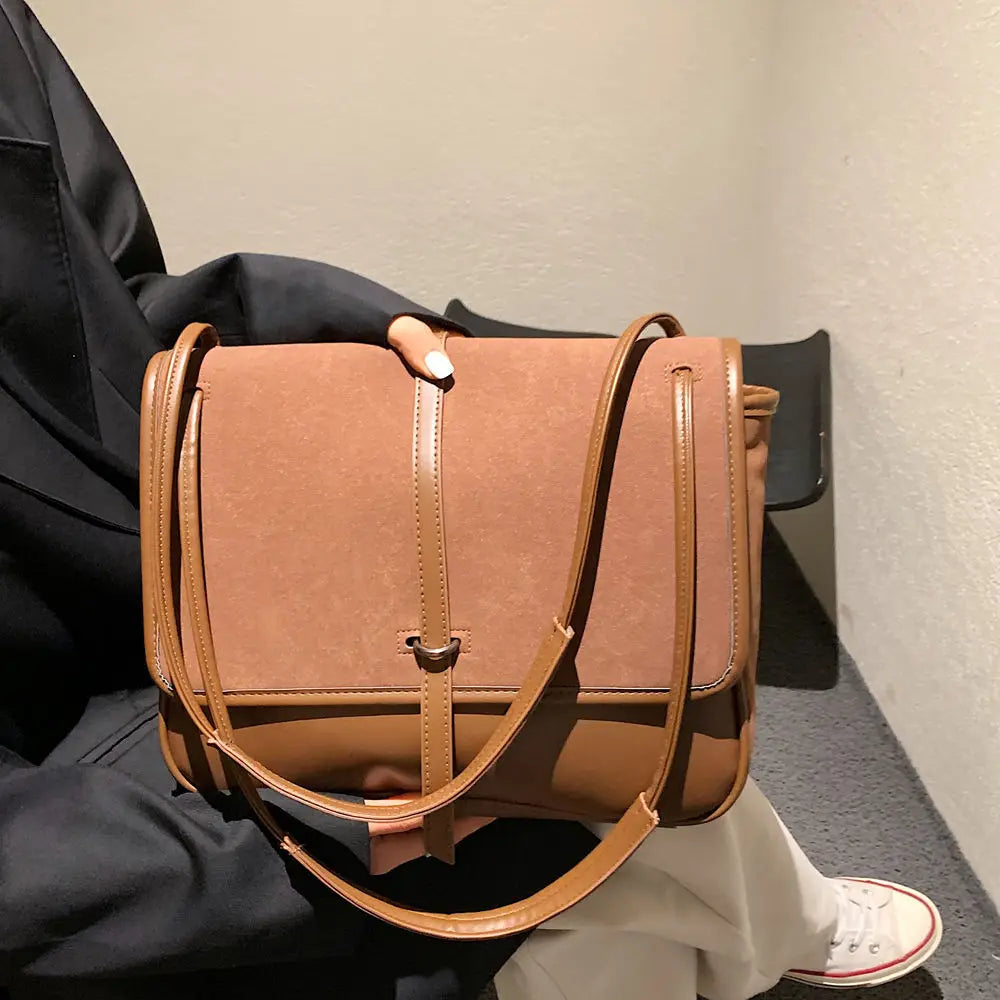 Vintage Nubuck PU Leather Messenger Bag Handbag Purse