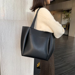 Solid Leather Shoulder Shopper Bags for Women Sac A Main