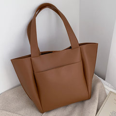 Solid Leather Shoulder Shopper Bags for Women Sac A Main