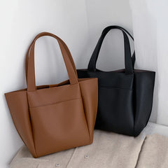 Solid Leather Shoulder Shopper Bags for Women Sac A Main