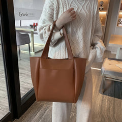 Solid Leather Shoulder Shopper Bags for Women Sac A Main
