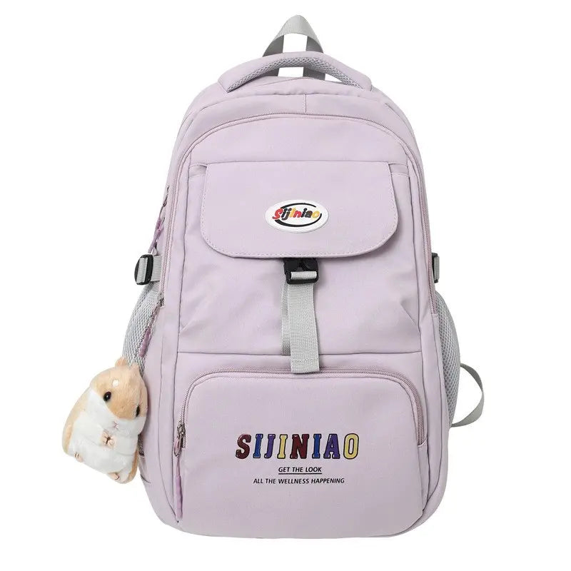 Large Capacity Women's Backpack Plaid School Bag Anti Theft Rucksack