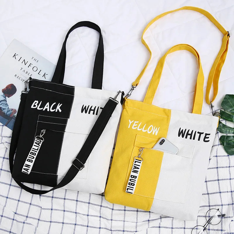 Large Capacity Women's Canvas Shoulder Bag Zipper Handbag