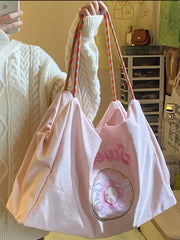 Large Capacity Women's Handbag Embroidery Nylon Canvas Bag Totes Bag