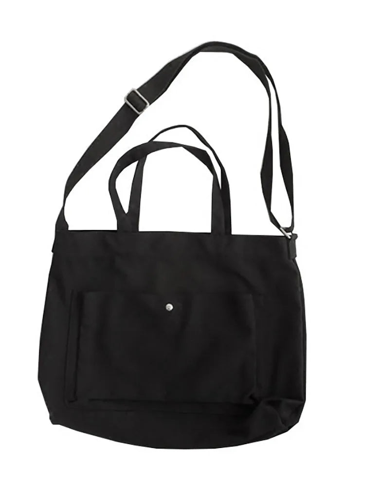Women's Canvas Shoulder Bag Large Capacity Casual Handbags Solid Color Shopper B