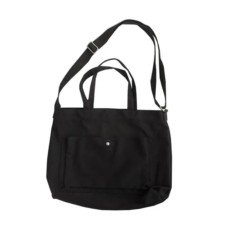 Women's Canvas Shoulder Bag Large Capacity Casual Handbags Solid Color Shopper B
