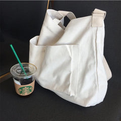 Women's Canvas Shoulder Bag Large Capacity Casual Handbags Solid Color Shopper B