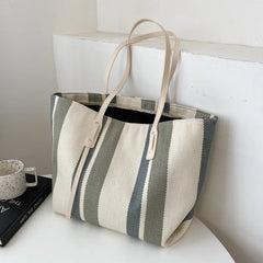 Large Capacity Women's Shoulder Bags Vertical Stripe Tote Bag