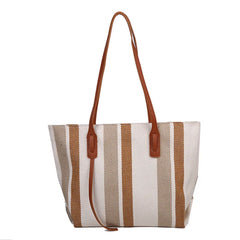 Large Capacity Women's Shoulder Bags Vertical Stripe Tote Bag