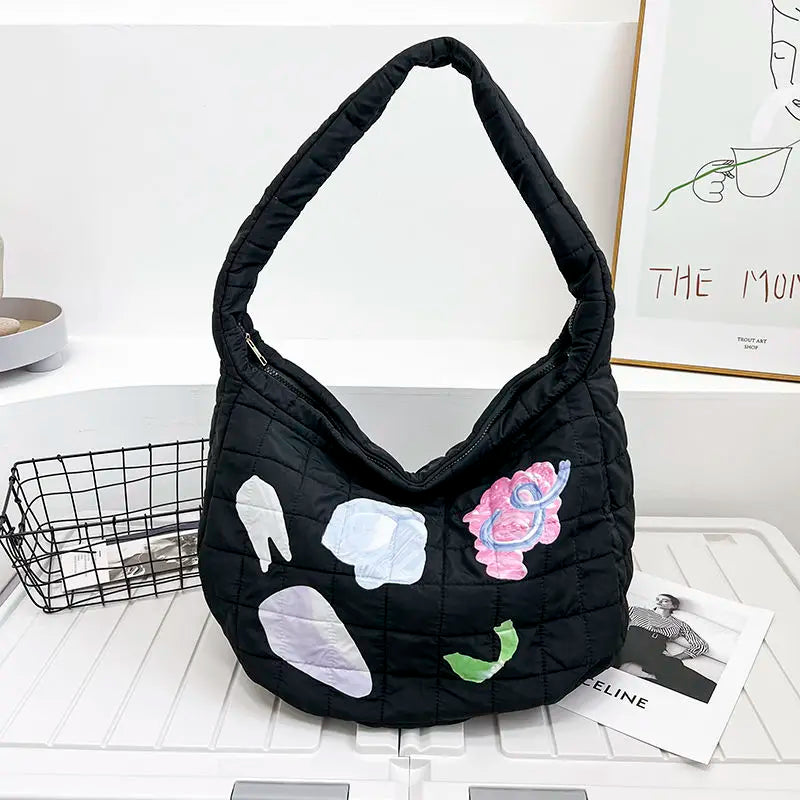 Quilted Women's Shoulder Bag Large Capacity Messenger Casual Tote Handbag