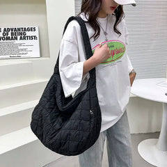 Quilted Women's Shoulder Bag Large Capacity Messenger Casual Tote Handbag