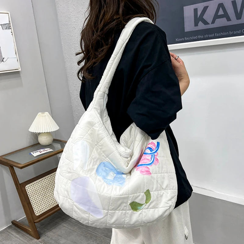Quilted Women's Shoulder Bag Large Capacity Messenger Casual Tote Handbag