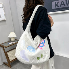 Quilted Women's Shoulder Bag Large Capacity Messenger Casual Tote Handbag