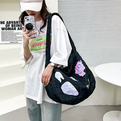 Quilted Women's Shoulder Bag Large Capacity Messenger Casual Tote Handbag
