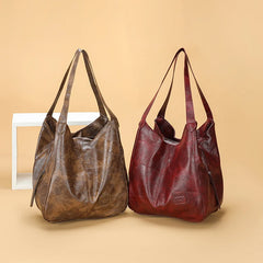 Large Capacity PU Leather Vintage Women Hand Bag Shopper Totes