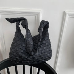 Large Down Feather Shoulder Bags for Women Winter Plaid Crossbody Handbag