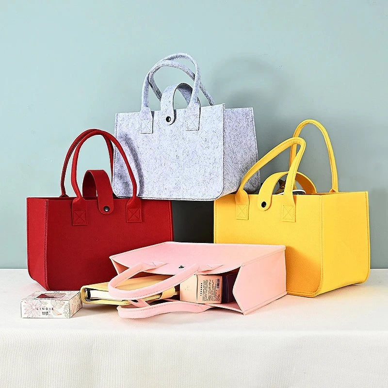 Large Felt Shopping Bags Multifunction Tote Bag for Grocery Reusable