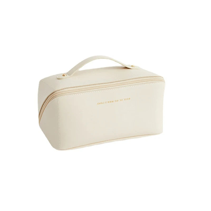 Large Leather Travel Cosmetic Bag for Women Makeup Organizer