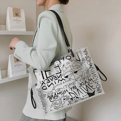 Large Shopping Transparent Bag Printed Diagonal Beach Handbag