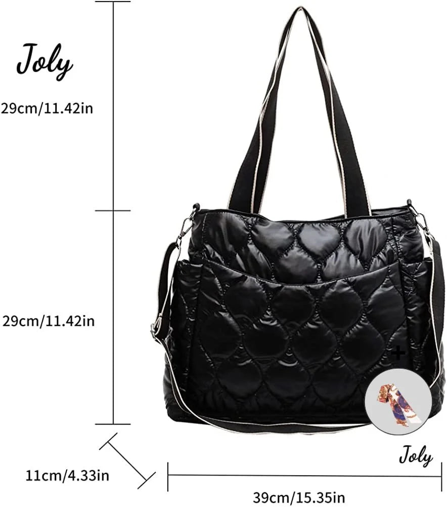 Large Quilted Shoulder Bag Women's Handbag Padded Top-handle Bag