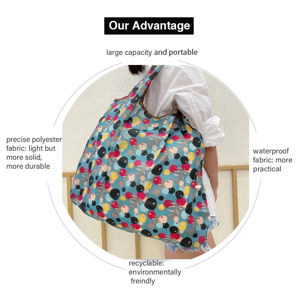 Large Reusable Shopping Bag Foldable Shoulder Handbag
