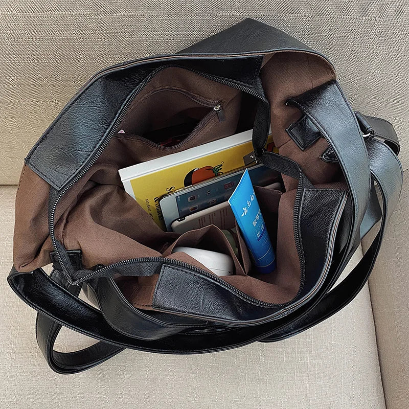 Large Soft Leather Shoulder Bag Retro Crossbody Bags for Women Big Tote Handbags