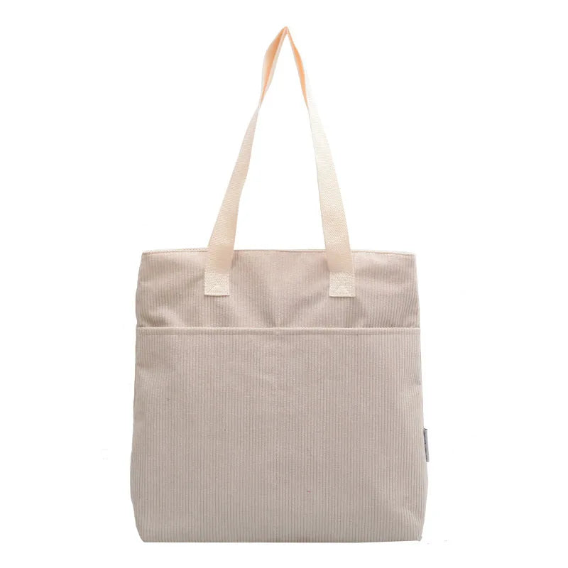 Corduroy Tote Bag for Women Kpop Girl Student Shoulder Shopping Eco Handbag