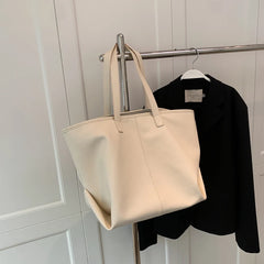 Large Tote Shoulder Bags Vintage Women Soft PU Leather Handbags