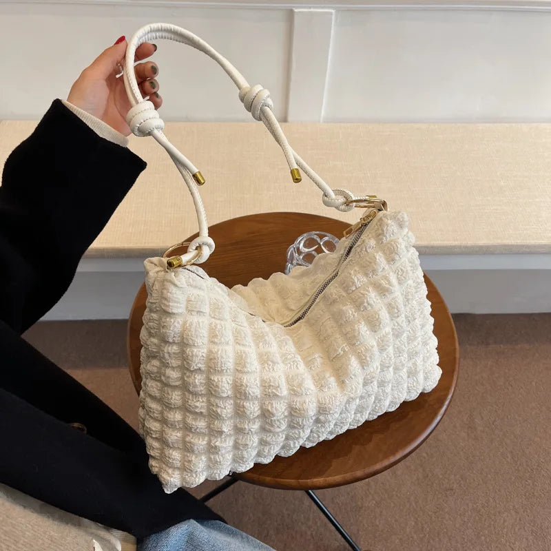 Large Pleated Totes Women Handbags Casual Shoulder Messeng