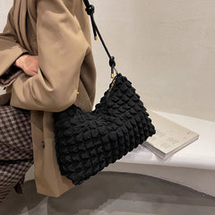 Large Pleated Totes Women Handbags Casual Shoulder Messeng