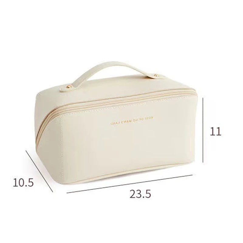 Travel Cosmetic Bag for Women Leather Makeup Organizer Female Toiletry Kit Bags