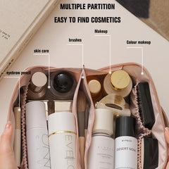 Travel Cosmetic Bag for Women Leather Makeup Organizer Female Toiletry Kit Bags