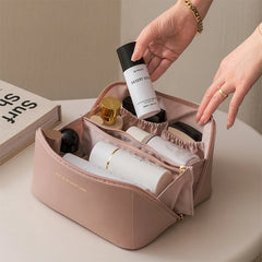 Travel Cosmetic Bag for Women Leather Makeup Organizer Female Toiletry Kit Bags