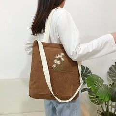 Canvas Tote Shoulder Bag Corduroy Handbag