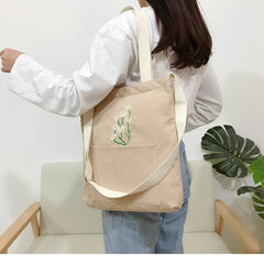 Canvas Tote Shoulder Bag Corduroy Handbag